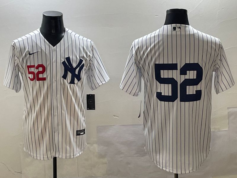 Men New York Yankees #52 No Name White Stripe Game 2025 Nike MLB Jersey style 1